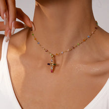 Load image into Gallery viewer, Rainbow Crystal Beaded Cross Necklace