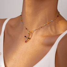 Load image into Gallery viewer, Rainbow Crystal Beaded Cross Necklace
