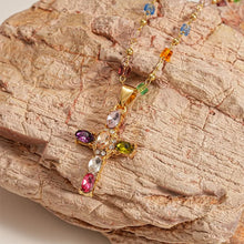 Load image into Gallery viewer, Rainbow Crystal Beaded Cross Necklace
