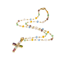 Load image into Gallery viewer, Rainbow Crystal Beaded Cross Necklace
